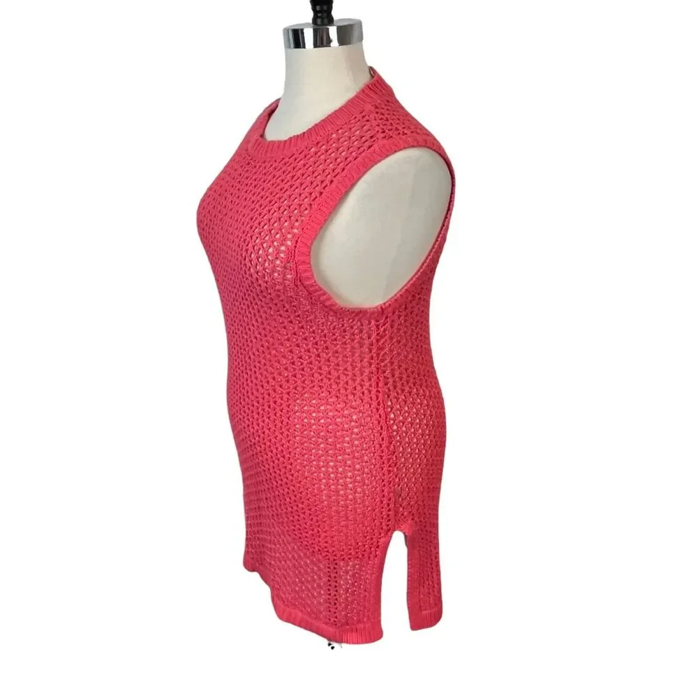 Fresh Produce Women's Crew Neck Sleeveless Celine Longline Tank Top Pink XL/XXL
